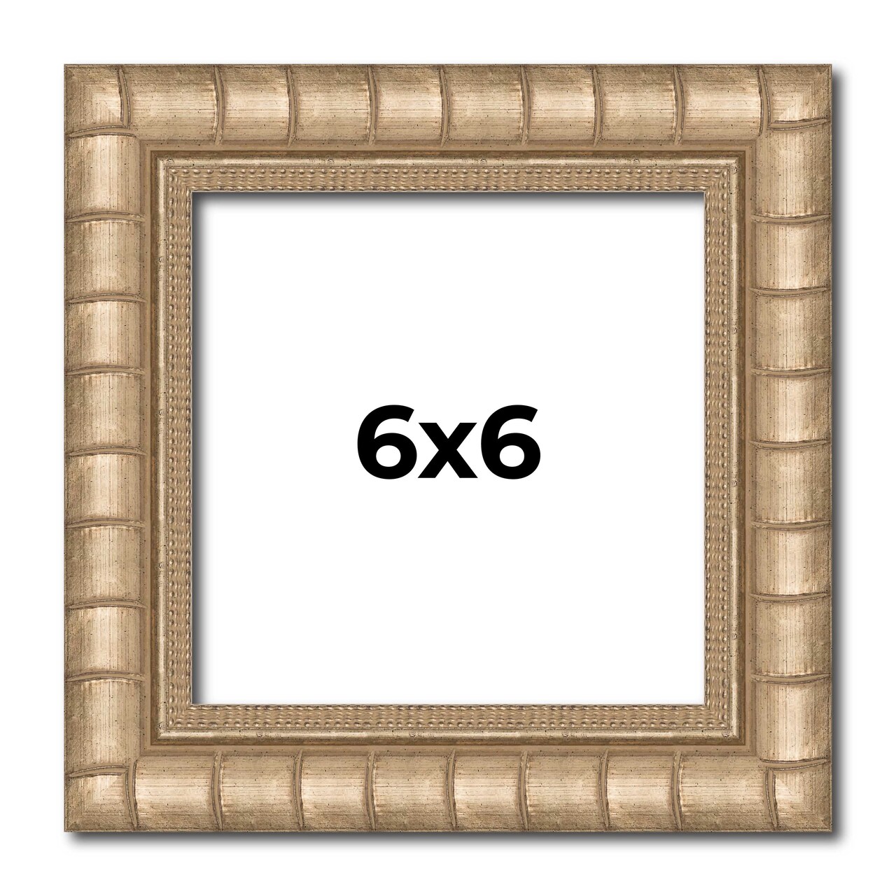 6x6 Modern Bamboo Picture Frame with UV-Resistant Acrylic & Acid Free Backing, Available in 5 Finishes - Gold, Silver, Brown, Black, and Natural